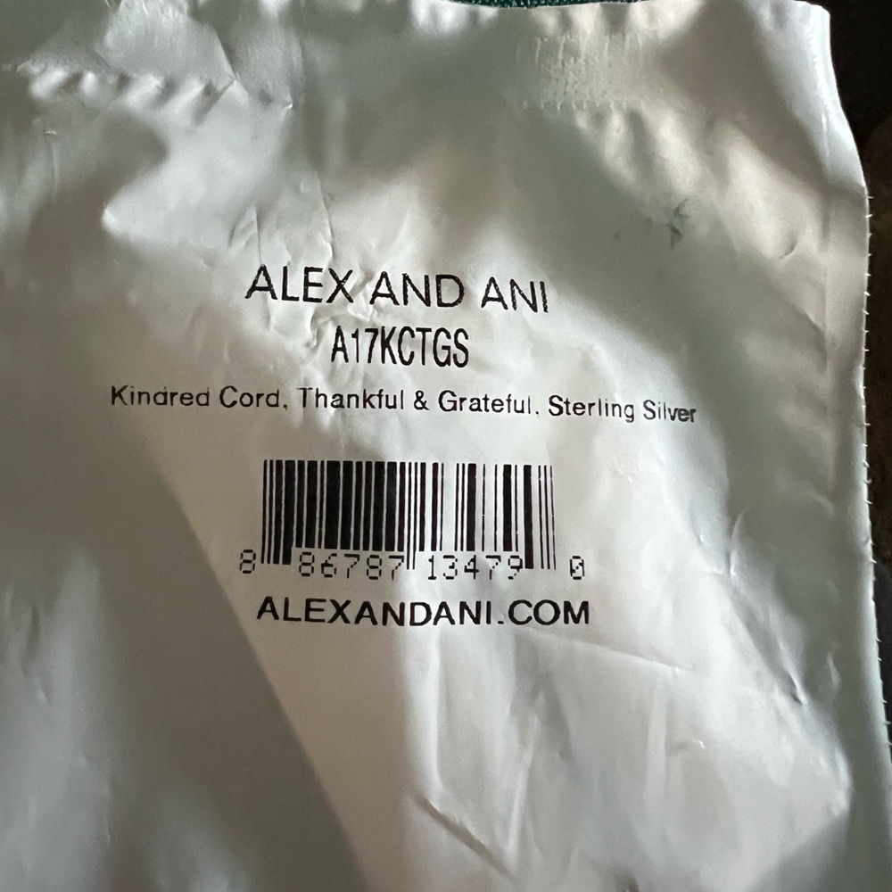 Alex and Ani Sterling Silver Cord Bracelet, Thankful and Grateful, NWT, OS - Picture 2 of 2